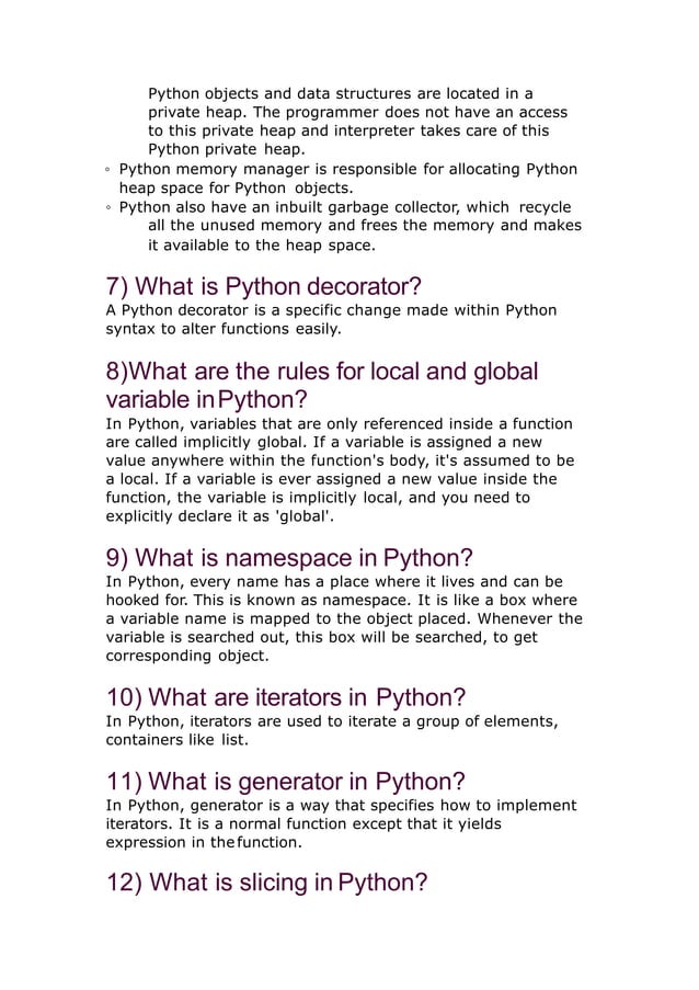 Python interview questions and answers | PDF