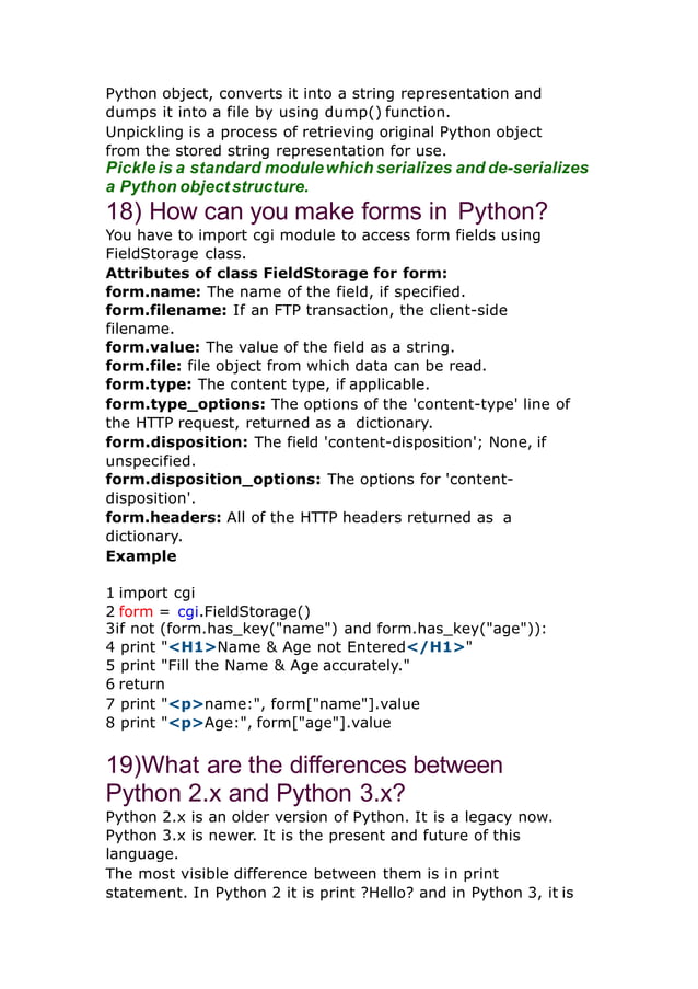Python interview questions and answers | PDF