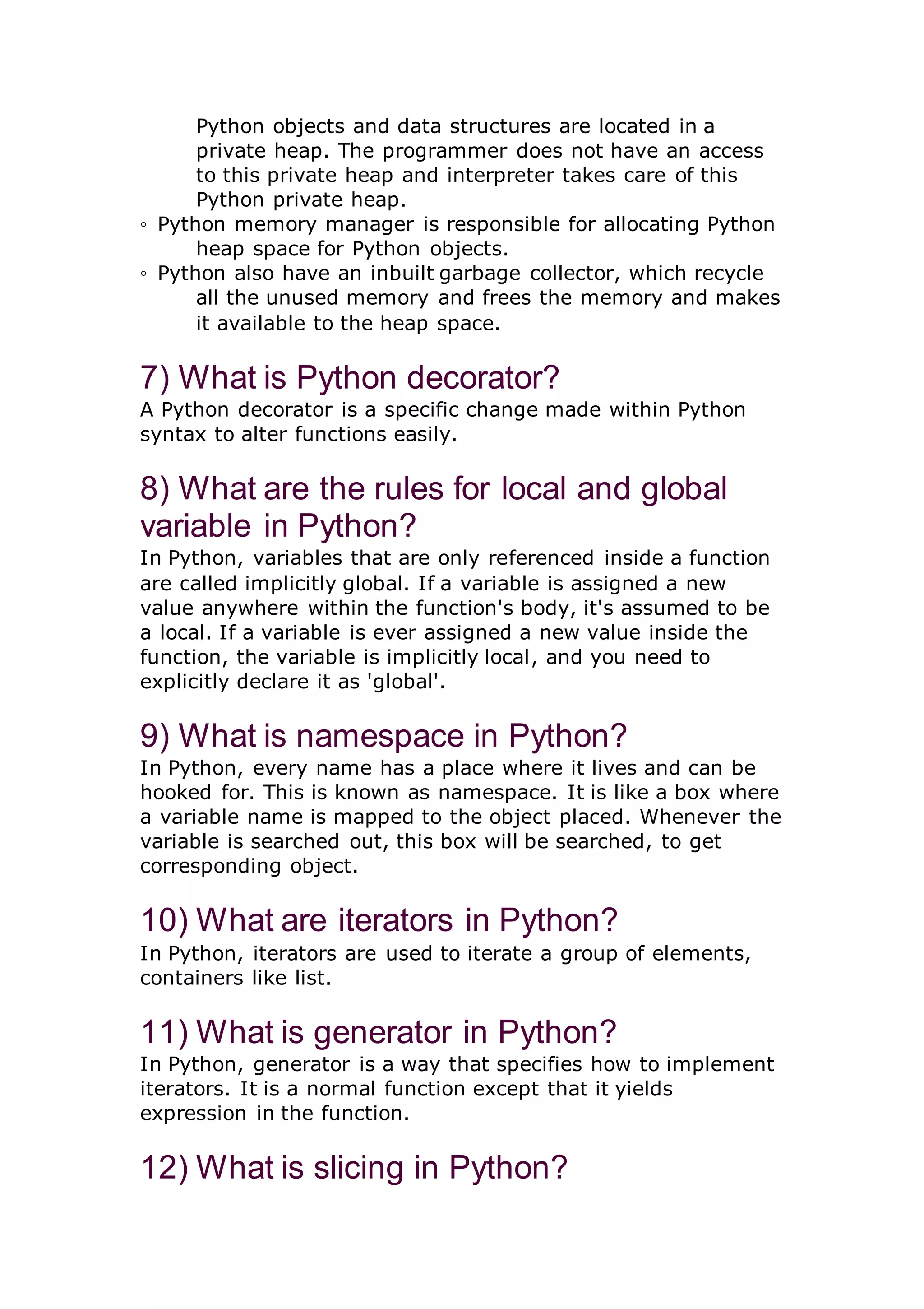 Python interview questions | DOCX