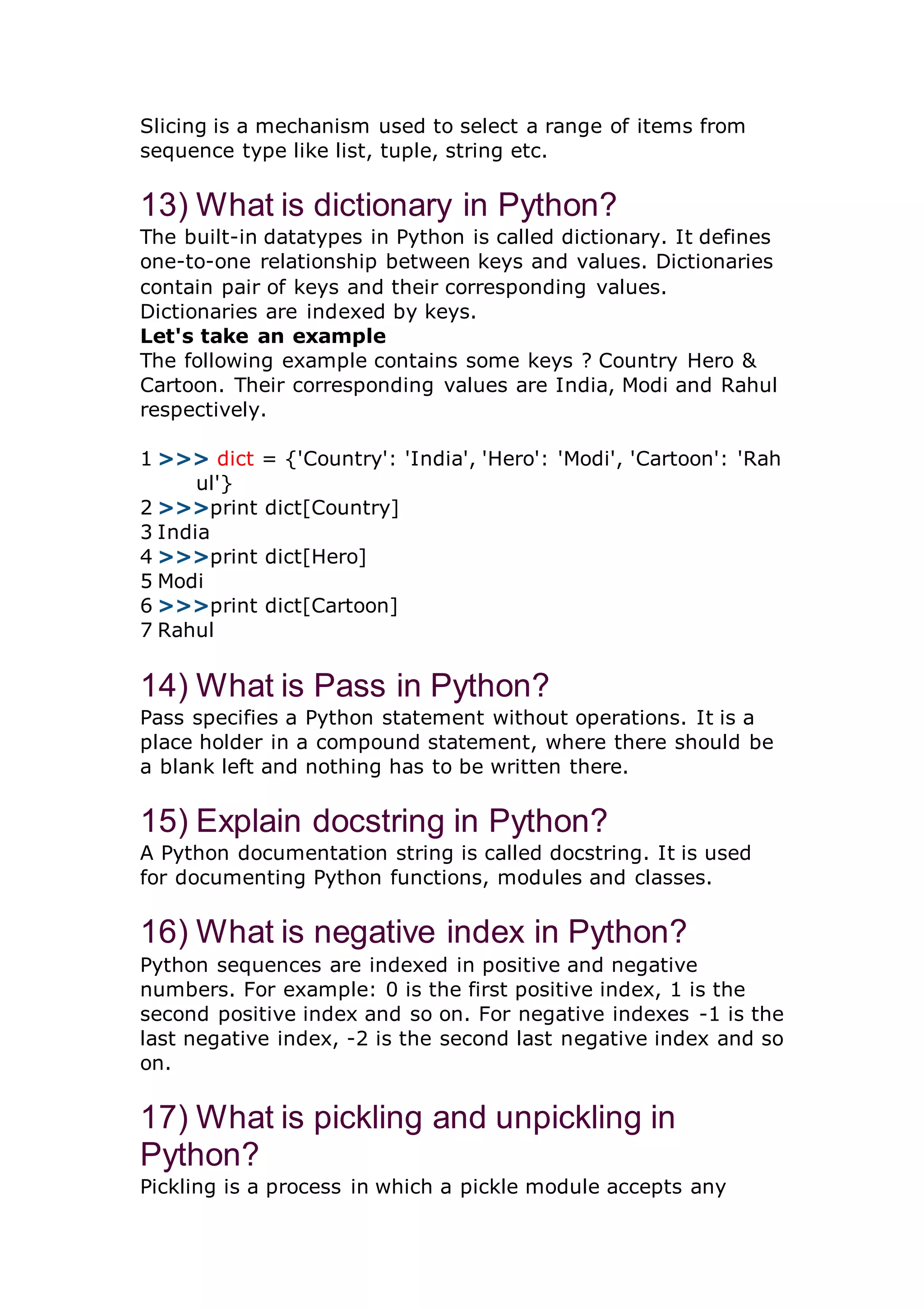 Python interview questions | DOCX