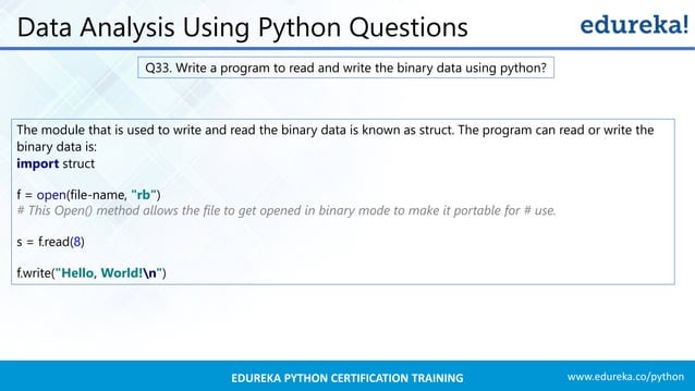 Python Interview Questions And Answers 2019 | Edureka | PPT