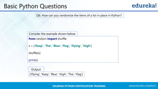 Python Interview Questions And Answers 2019 | Edureka | PPT