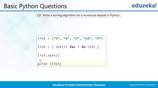 Python Interview Questions And Answers 2019 | Edureka | PPT