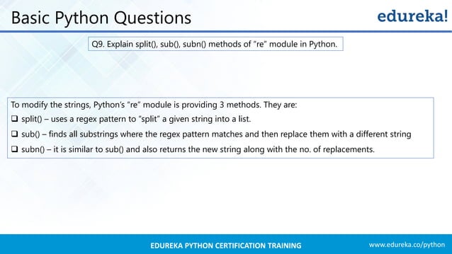 Python Interview Questions And Answers 2019 | Edureka