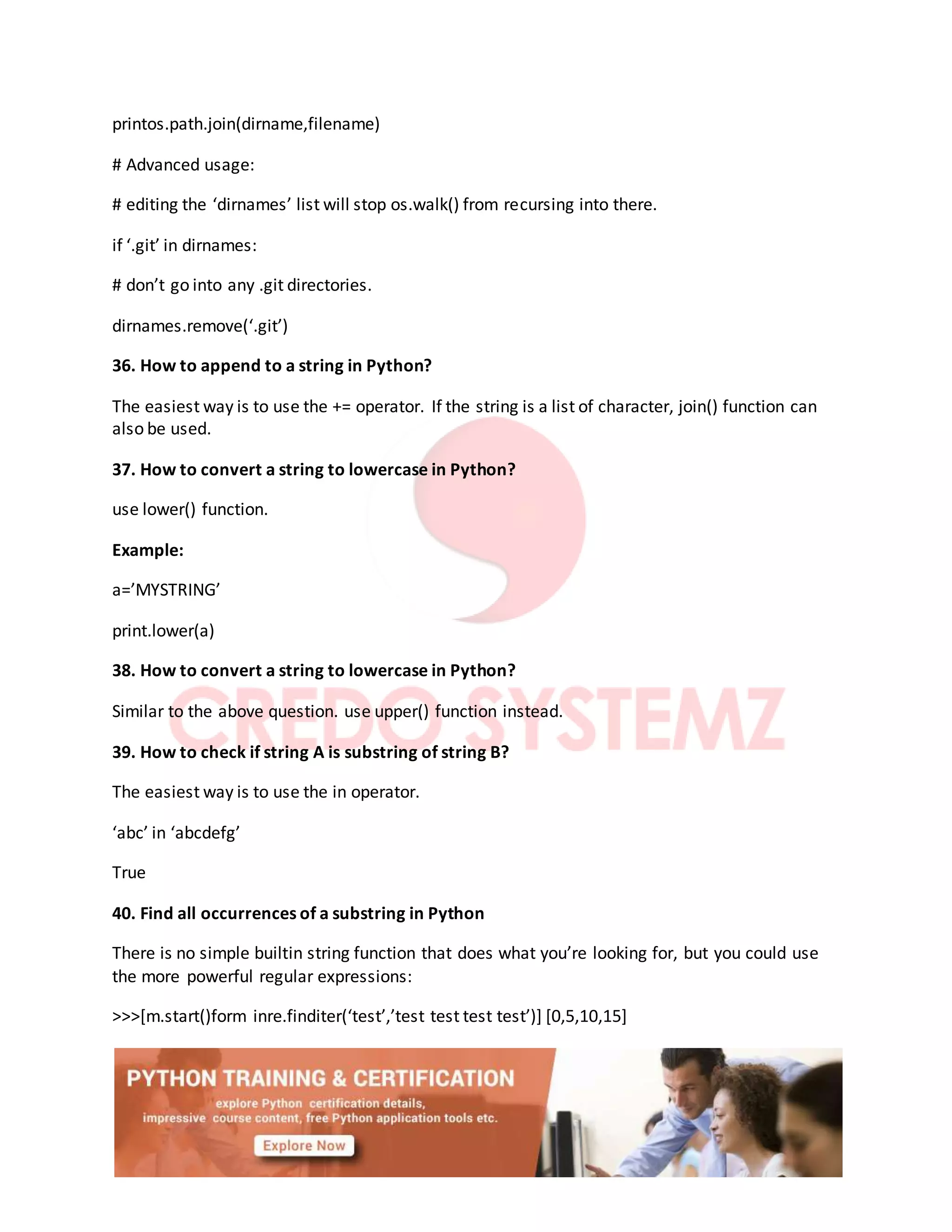 Python interview questions and answers | DOCX