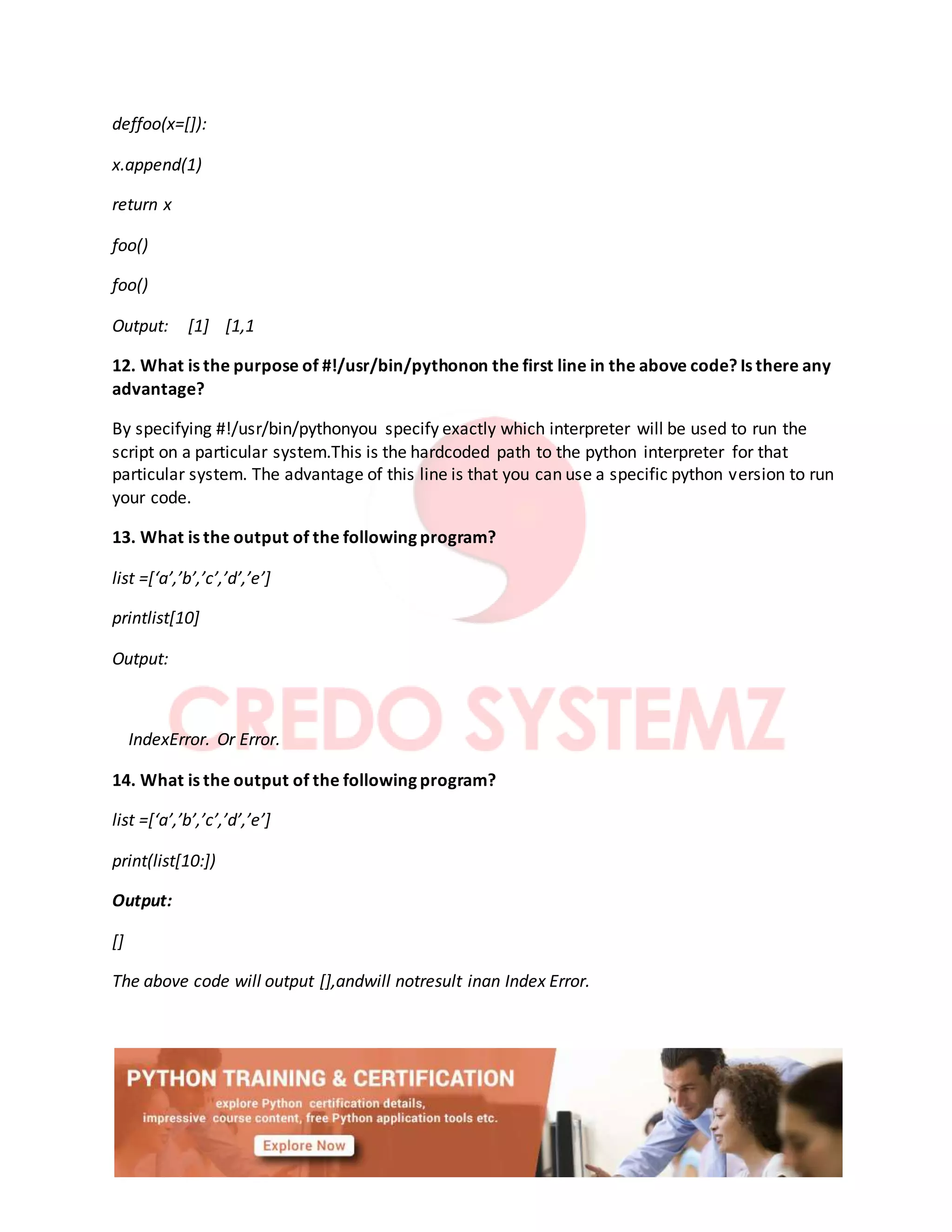 Python interview questions and answers | DOCX