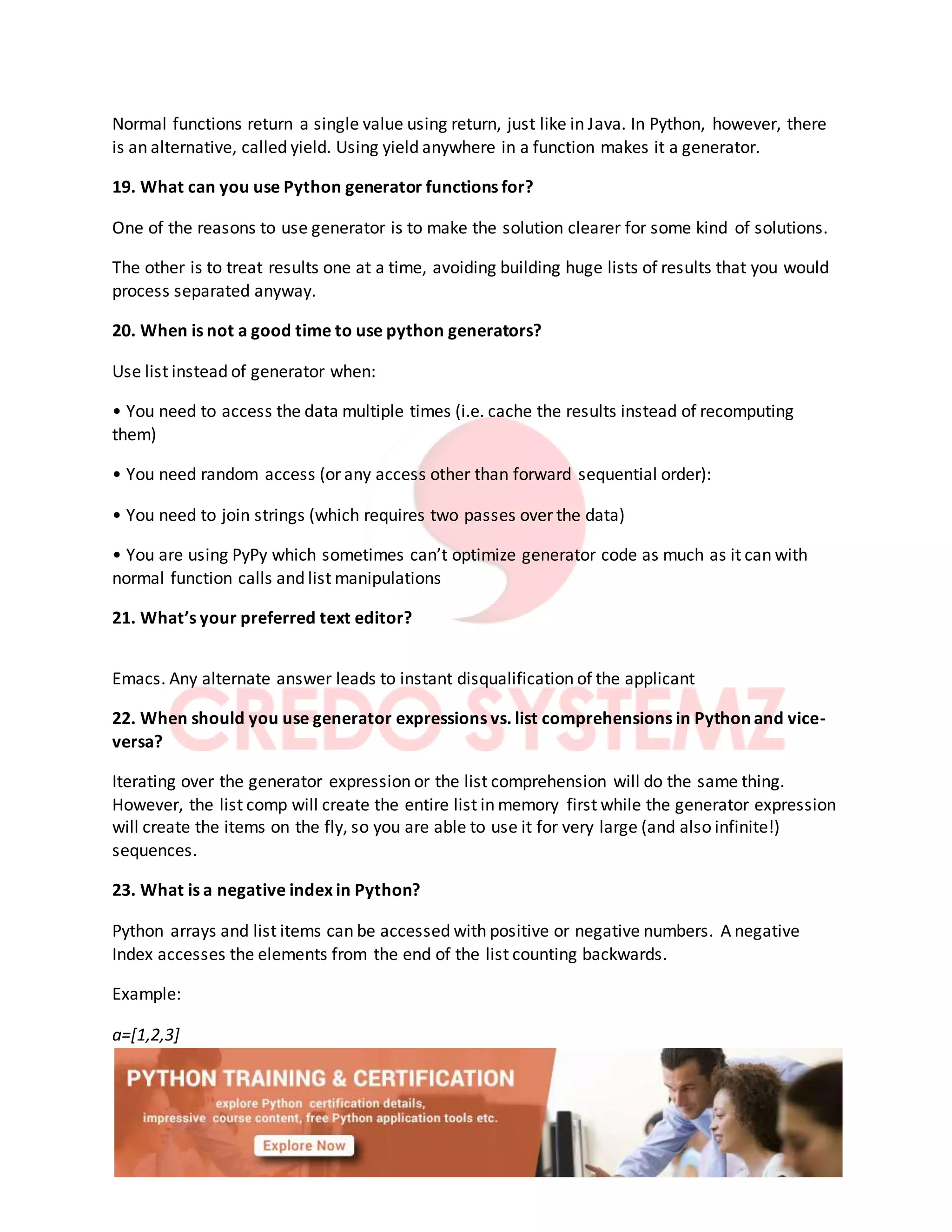 Python interview questions and answers | DOCX