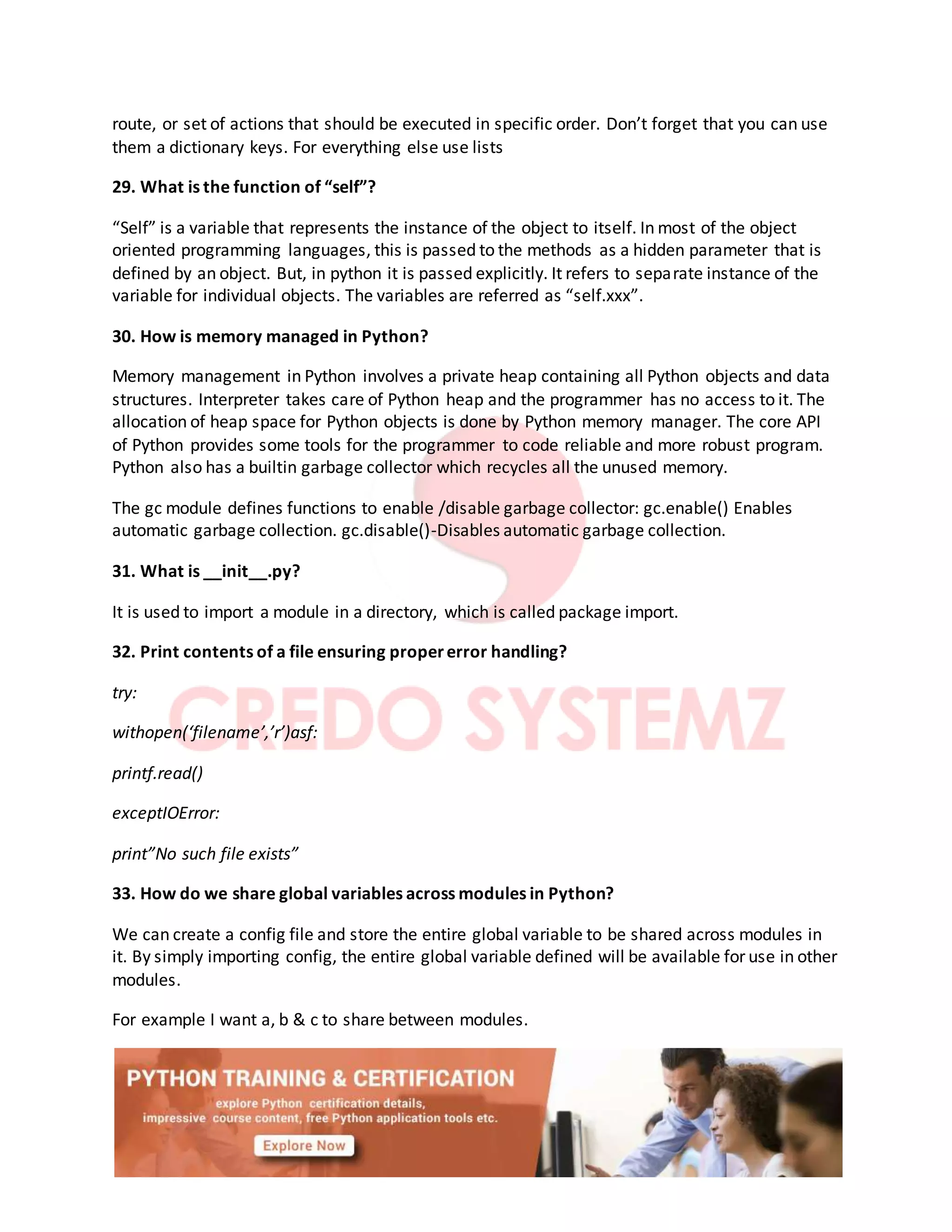 Python interview questions and answers | DOCX