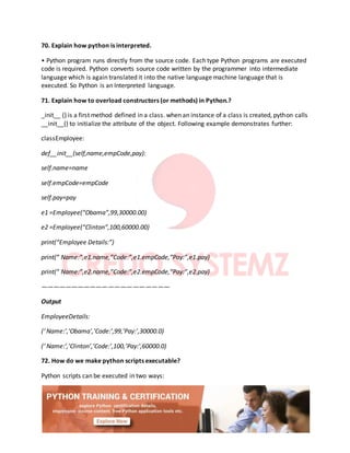 Python interview questions and answers | DOCX