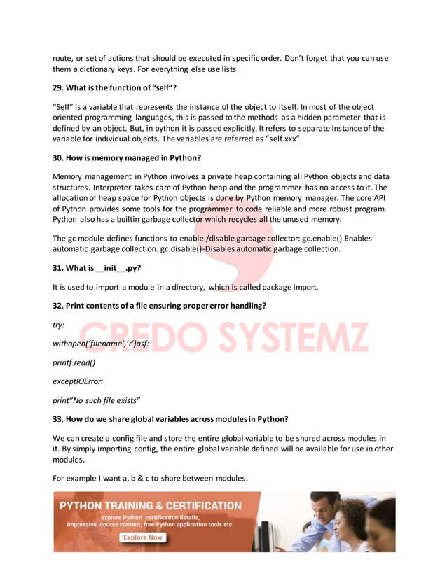 Python interview questions and answers | DOCX