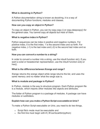 Python Interview Questions For Experienced | PDF