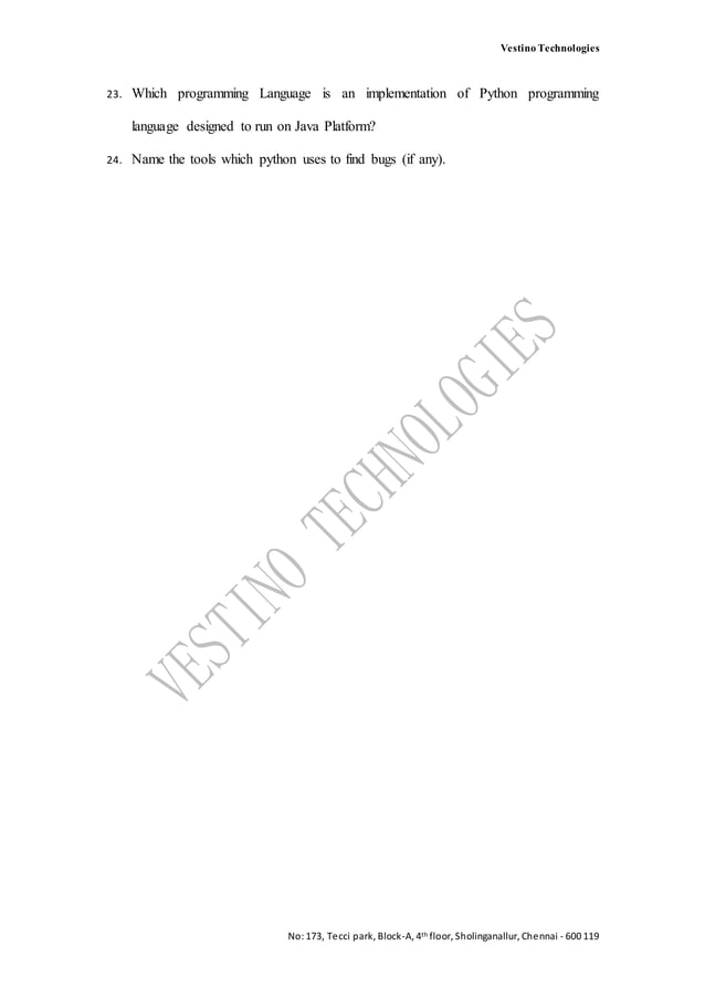 Python interview questions for fresher | PDF
