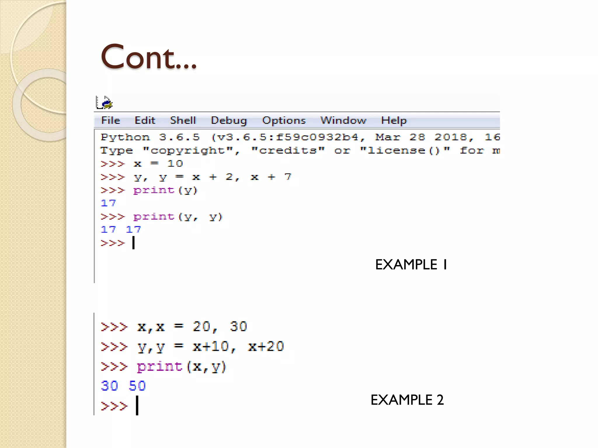 Cont...
EXAMPLE 1
EXAMPLE 2
 