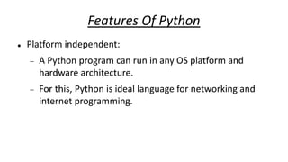 Introduction to Python Programming - I | PPT