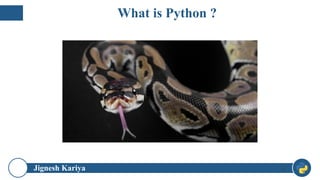 Jignesh Kariya 4
What is Python ?
 