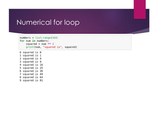 Numerical for loop
 