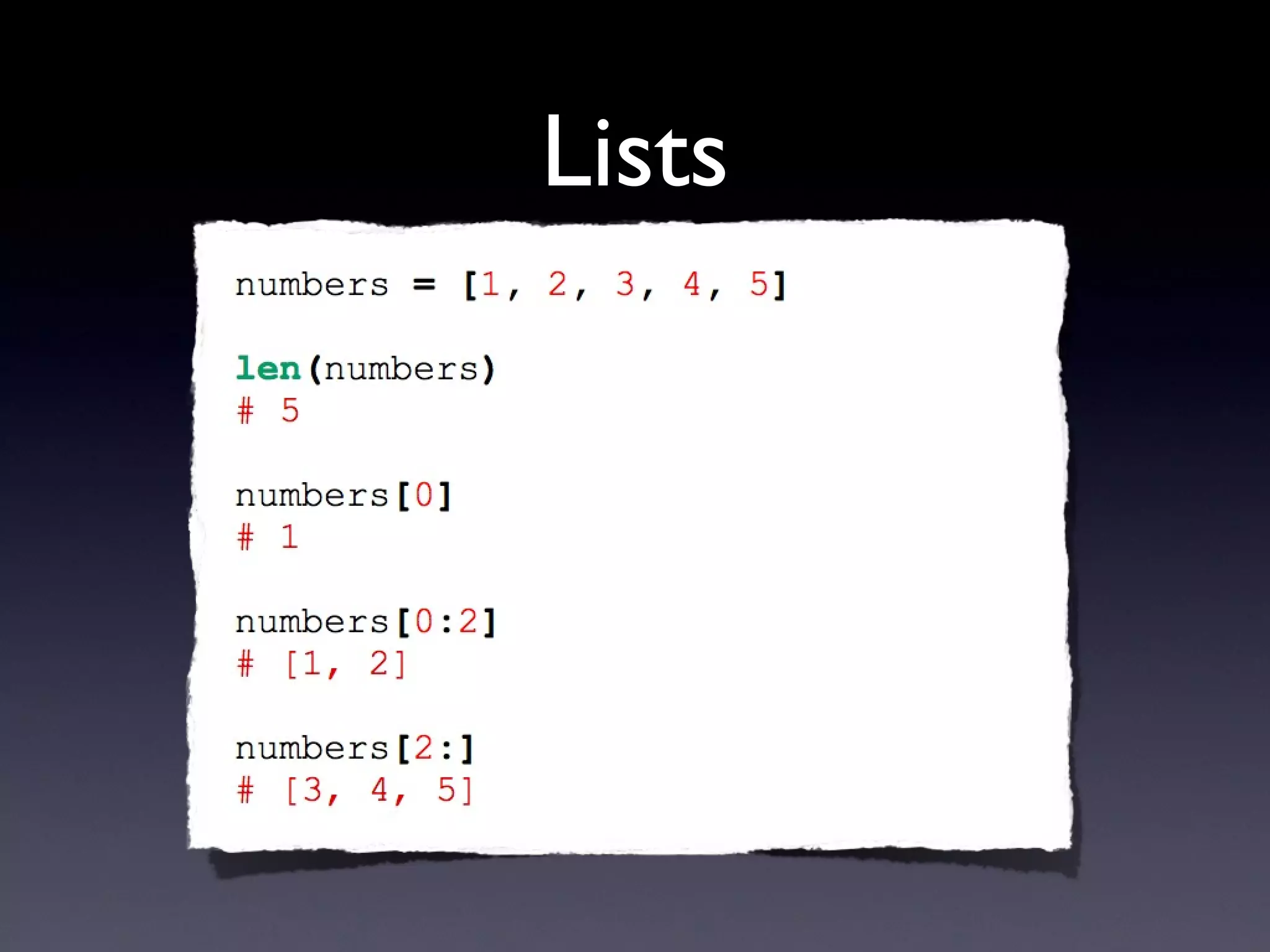 Lists
 