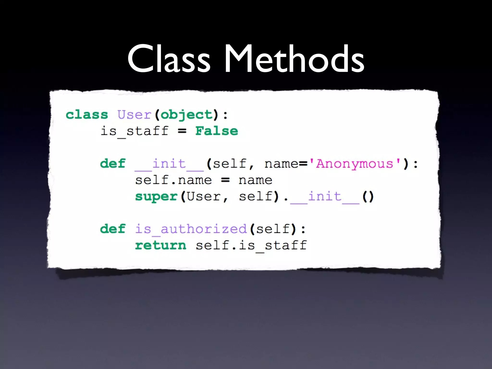 Class Methods
 