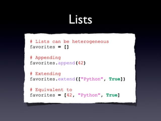 Lists
 