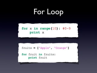 For Loop
 