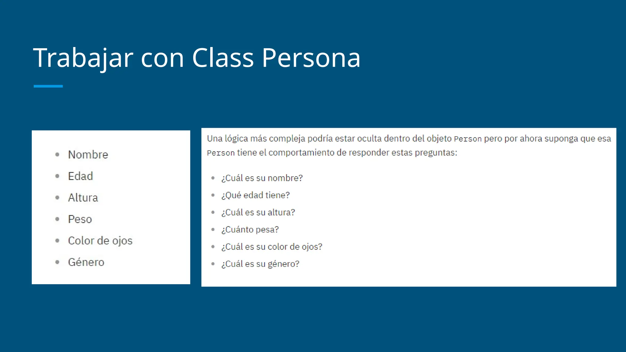 Trabajar con Class Persona
 