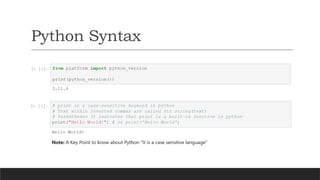 Python Programming Language Introduction | PPTX