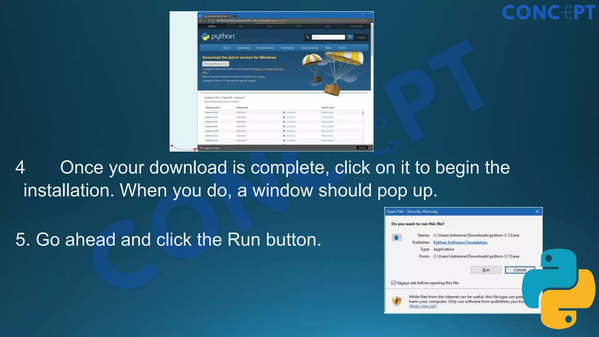 4 Once your download is complete, click on it to begin the
installation. When you do, a window should pop up.
5. Go ahead and click the Run button.
 