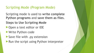 PYthon Introduction for python programming | PPTX