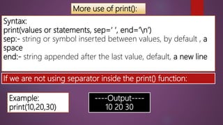 USE OF PRINT IN PYTHON PART 2 | PPT