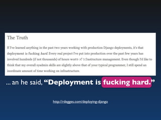 Text


... an he said, “Deployment is fucking hard.”

              http://rdegges.com/deploying-django
 