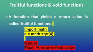 Python Introduction | JNTUA | R19 | UNIT 1 | Functions | PPT