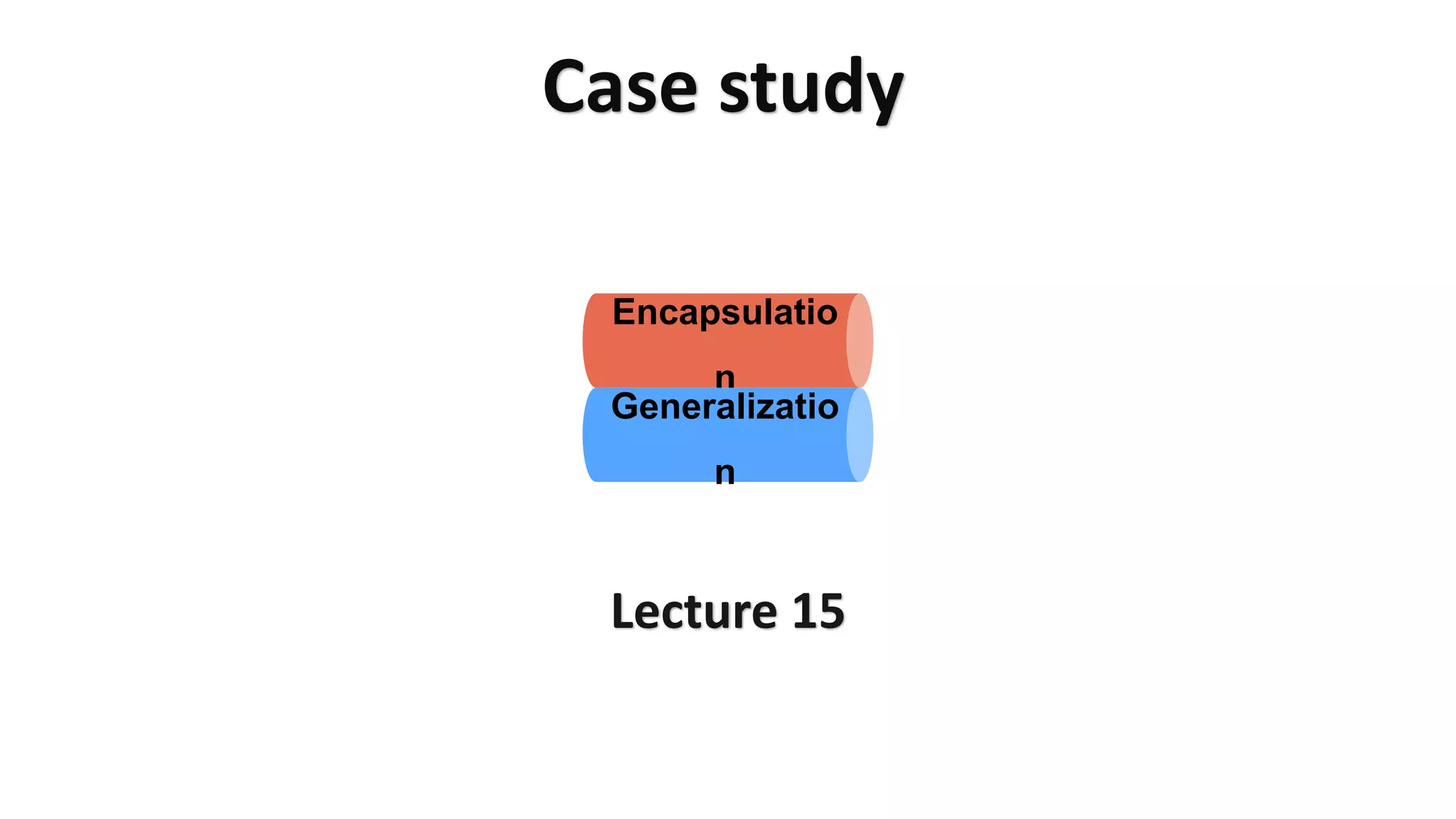 Case study
Encapsulatio
n
Generalizatio
n
Lecture 15
 