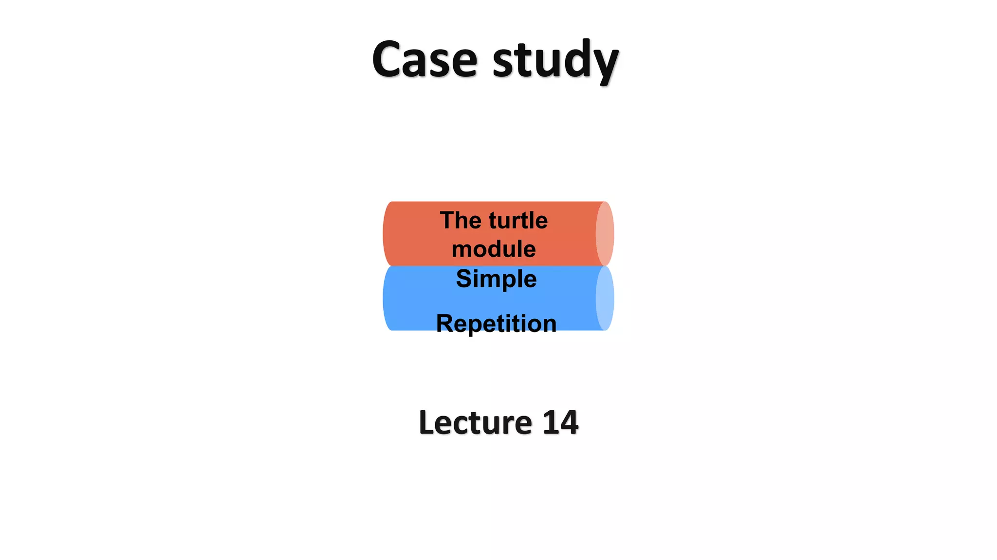 Case study
Lecture 14
The turtle
module
Simple
Repetition
 