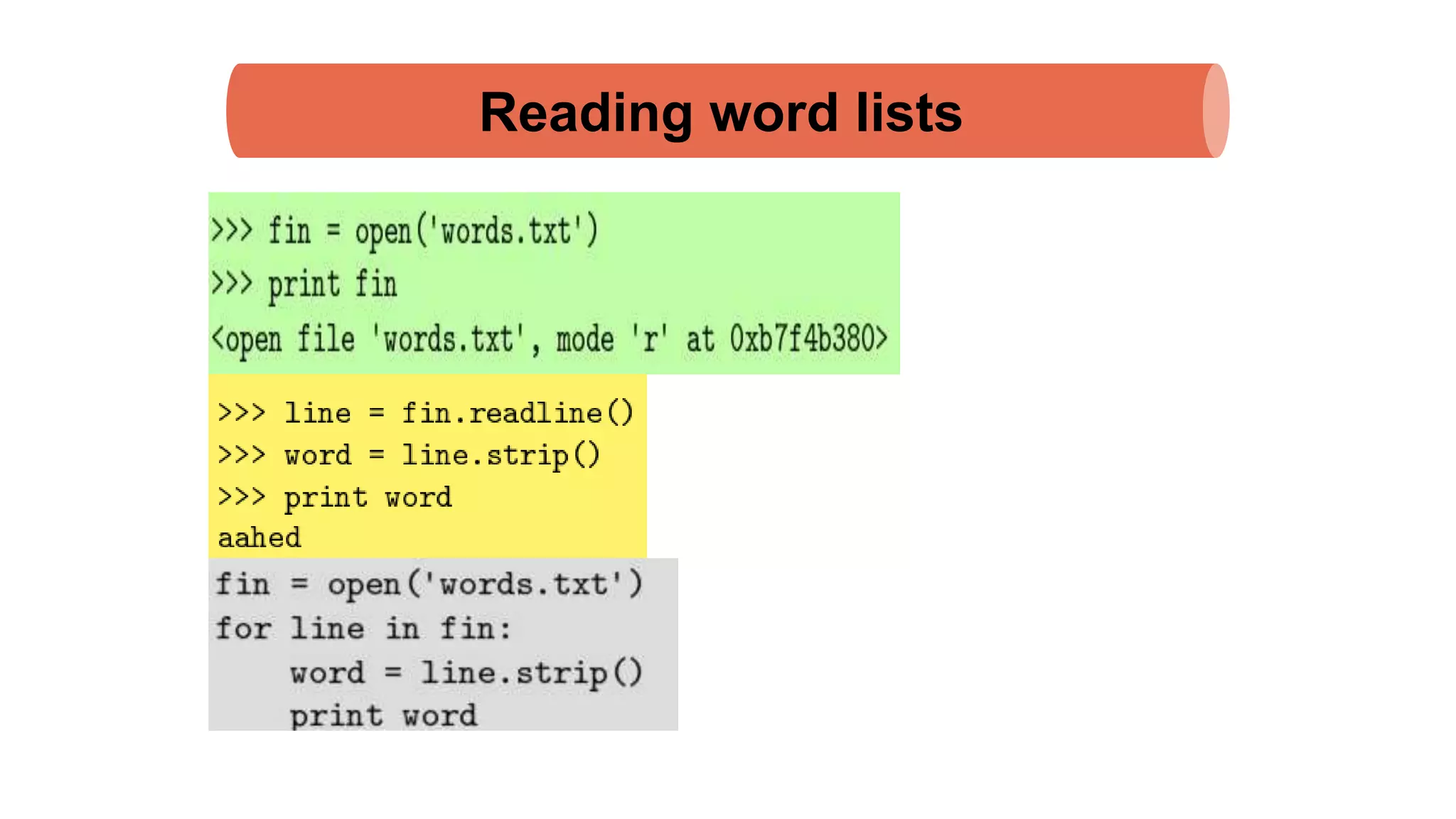 Reading word lists 