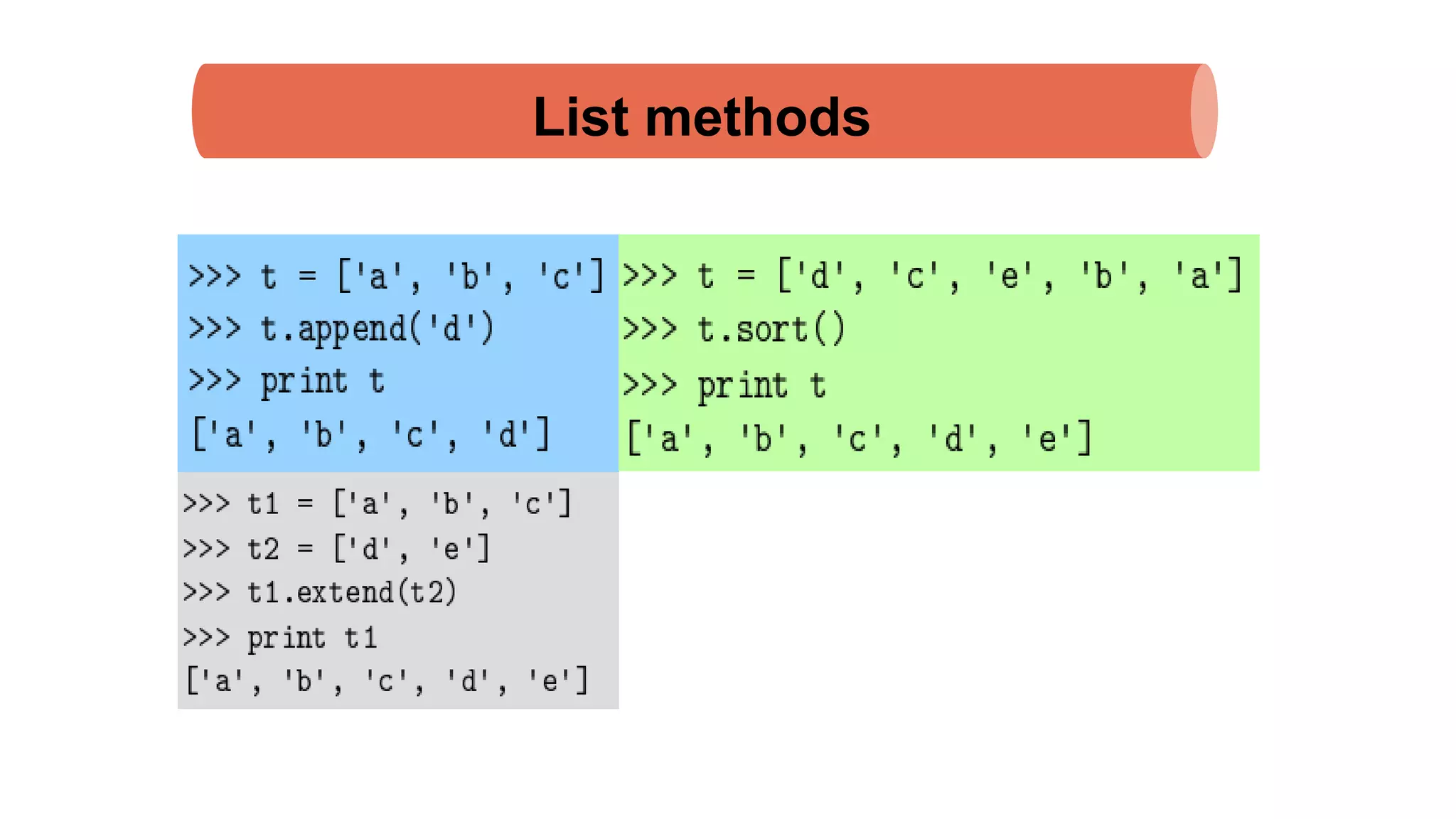 List methods
 