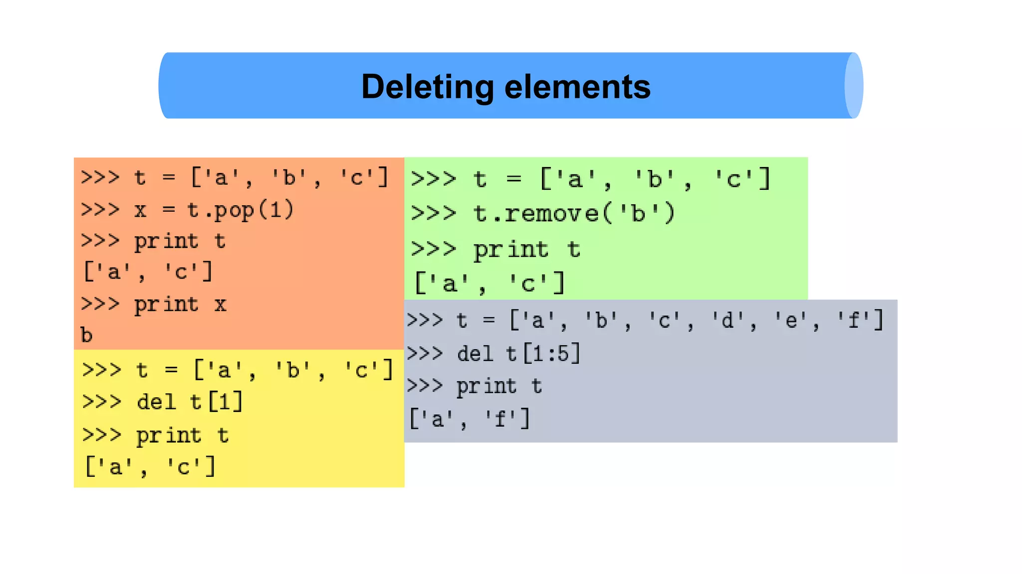 Deleting elements
 