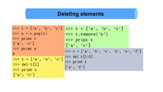 Deleting elements
 