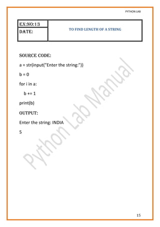 Python Lab Manual | PDF