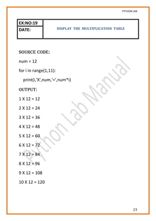 Python Lab Manual | PDF | Programming Languages | Computing