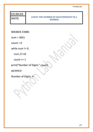 Python Lab Manual | PDF