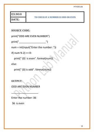 Python Lab Manual | PDF