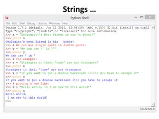 Strings …
 