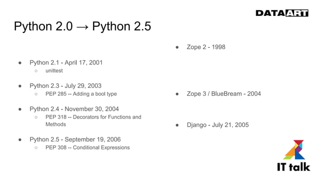 IT talk "Python language evolution" | PPT