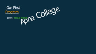 Computer porgramming language python lecture 1 | PPTX