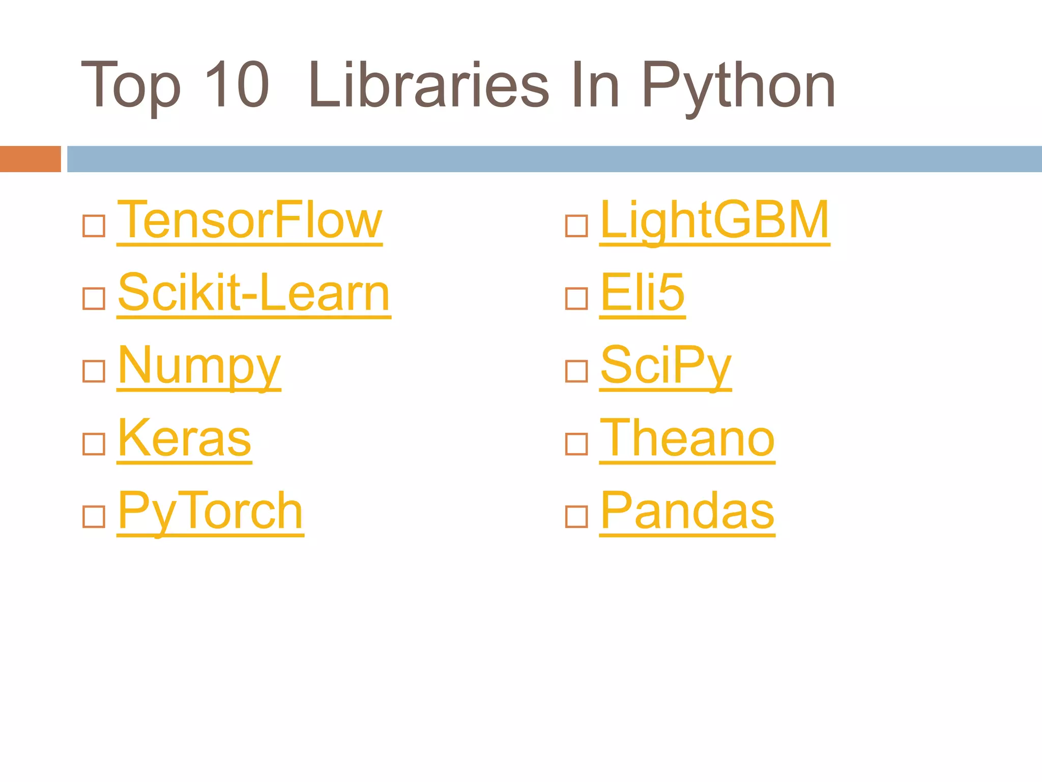 Python libraries | PPTX | Computing | Technology & Computing