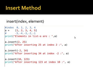 insert(index, element)
 