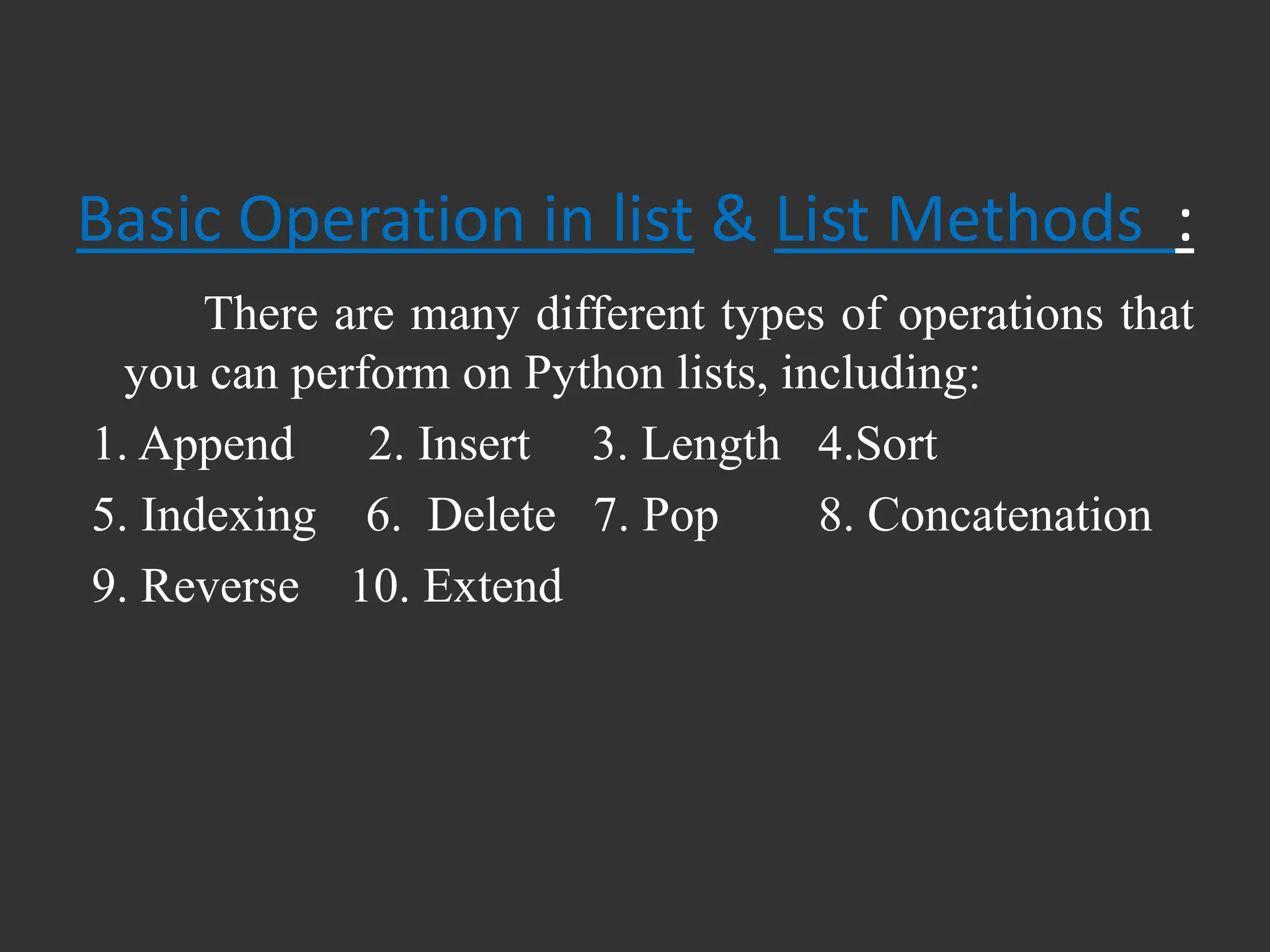 Python List.ppt | Programming Languages | Computing