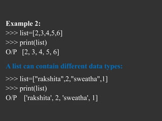 Python List.ppt | Programming Languages | Computing