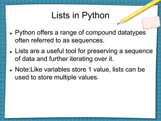 Python list functions | PPT