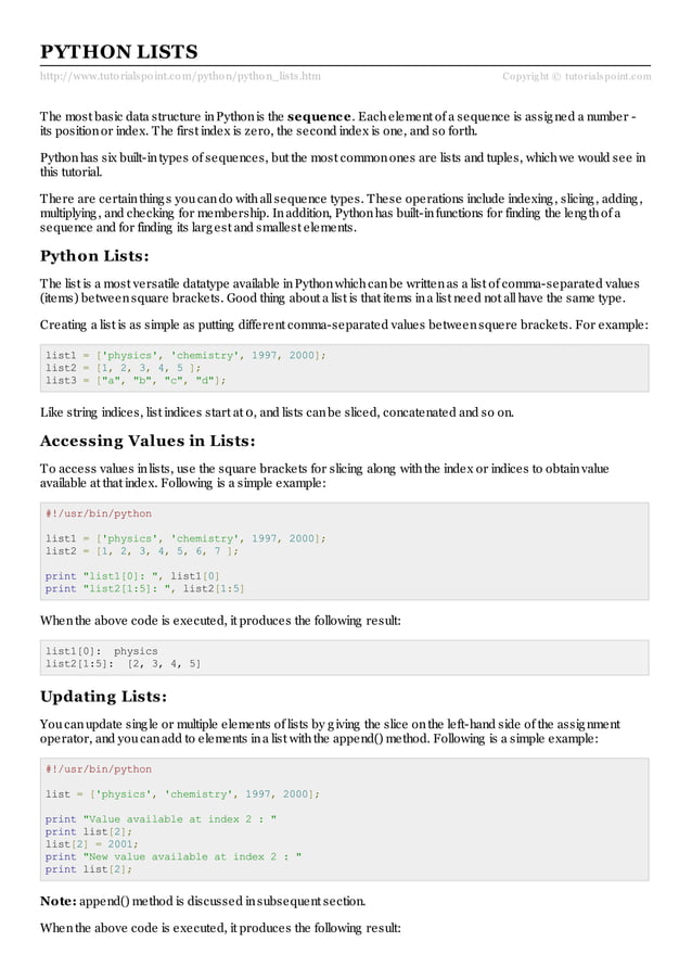 Python lists | PDF